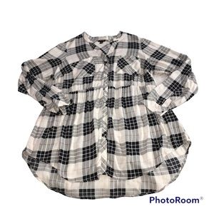 Torrid Top Black & White Plaid Checkered Size Large 12 Torrid 0